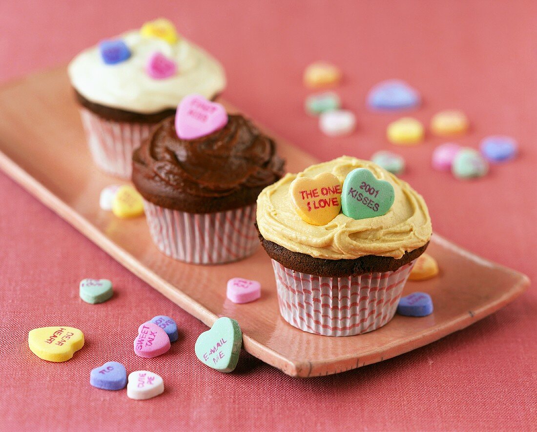 Valentine's Day Cupcakes with Candy Hearts