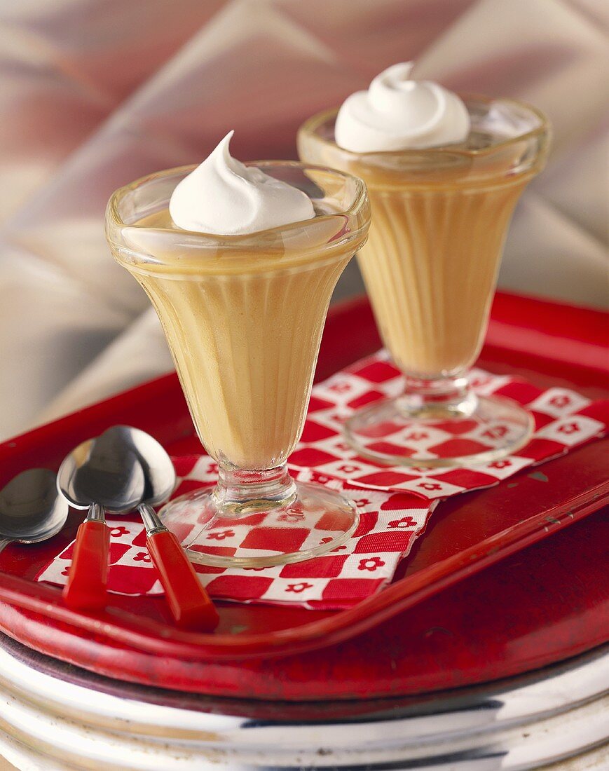 Butterscotch Pudding in Parfait Glasses