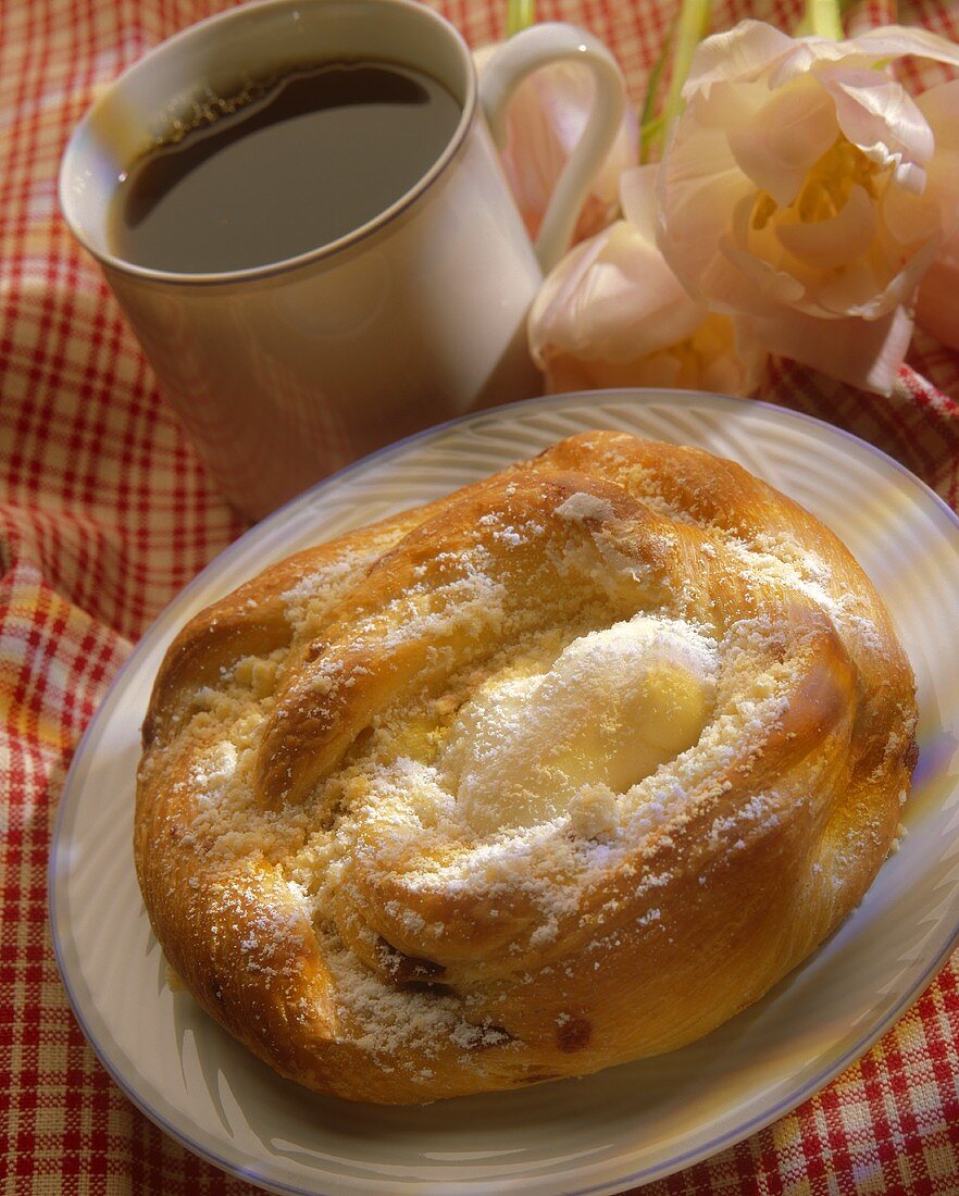 Cheese Danish with a Cup of Coffee