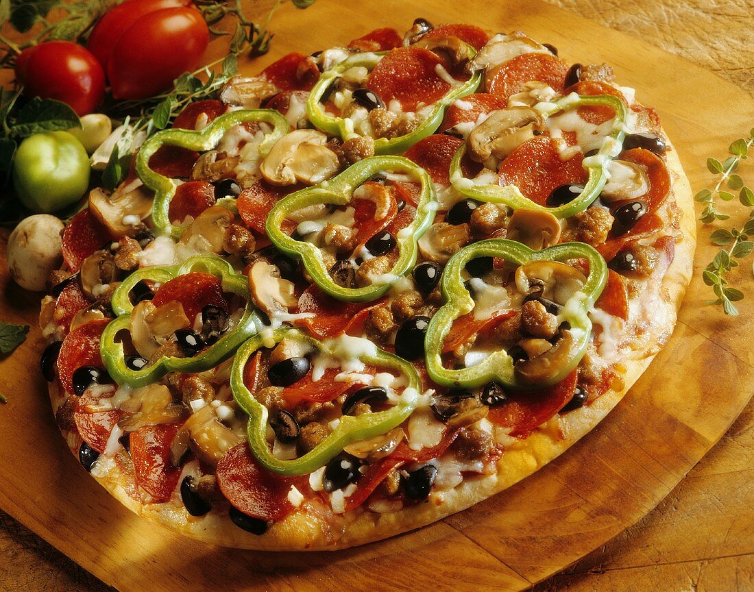 Sausage, Pepperoni and Green Pepper Pizza