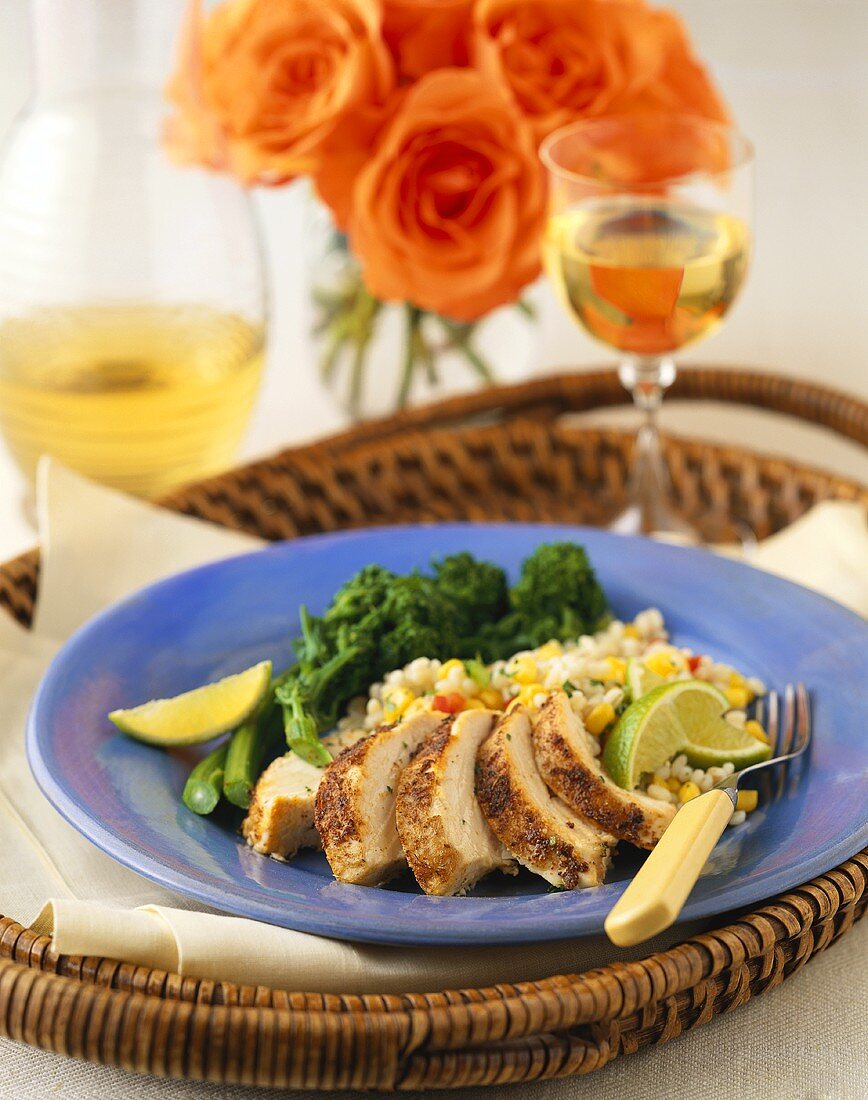 Sliced Chicken with Broccoli Rabe and Barley