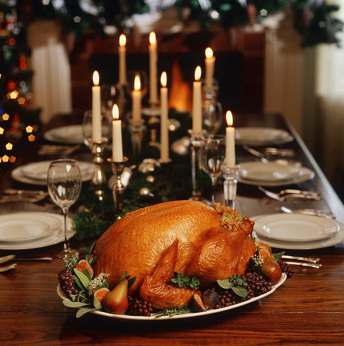 Turkey on a Table; Christmas Setting