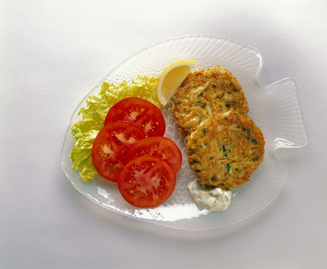 Crab Cakes on a Fish Shaped Plate