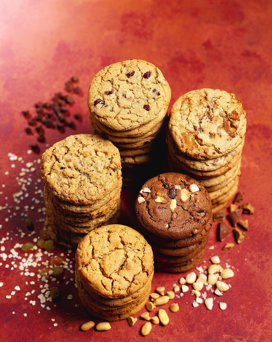 Verschiedene Cookies, gestapelt