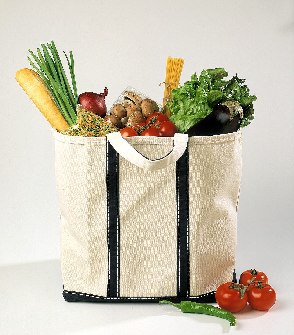 Canvas Tote Full of Groceries