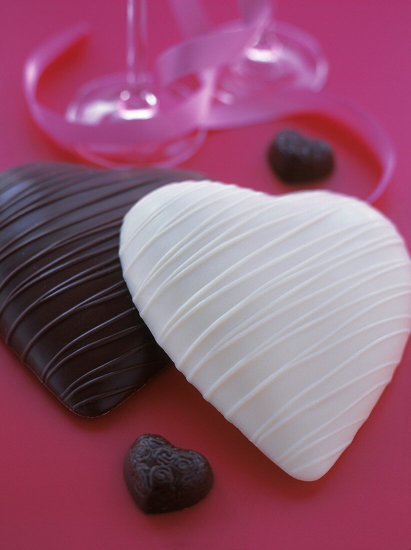 White and Dark Chocolate Candy Hearts