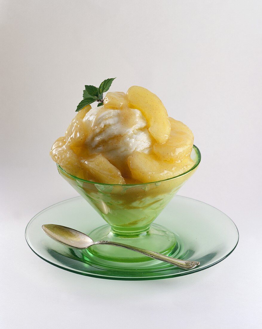 Vanilla Ice Cream with Apple Topping
