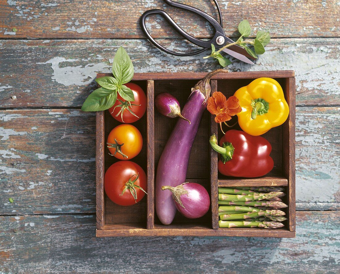 Vegetables in Wooden Crate