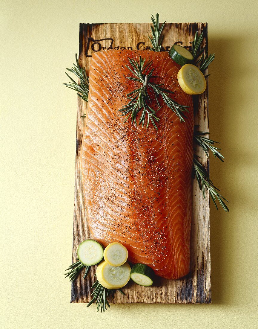 Salmon Fillet with Rosemary on Smoke Wood