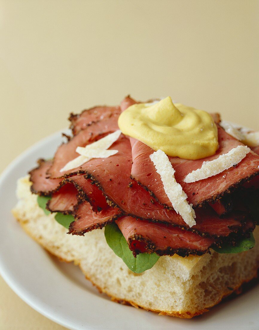 Fladenbrot mit Pastrami und Senf