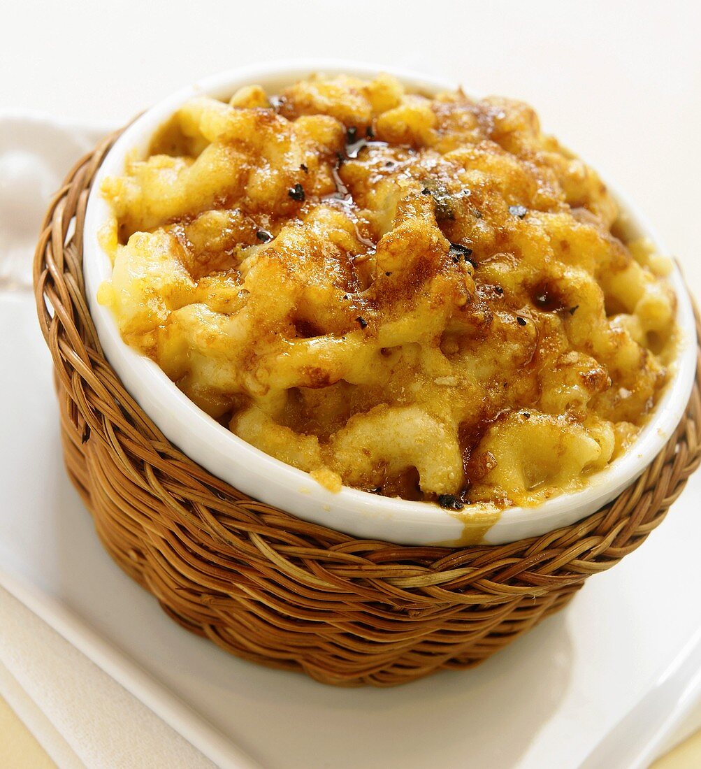 Baked Macaroni and Cheese in an Individual Baking Dish