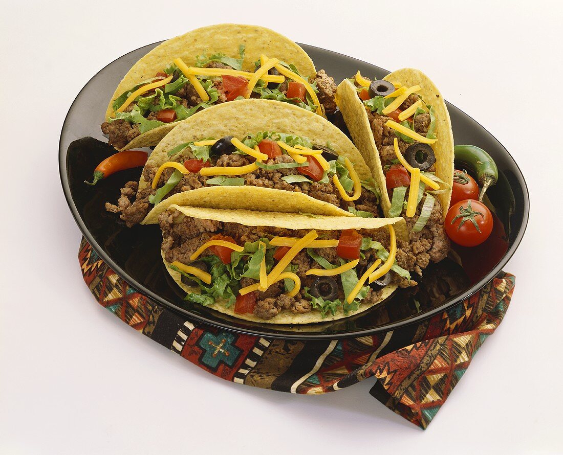 Platte mit Rindfleisch-Tacos (Mexiko)