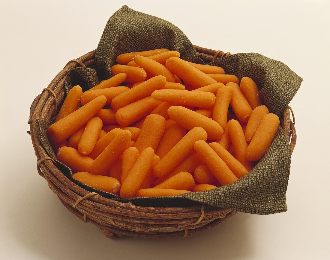 Peeled Baby Carrots in a Basket