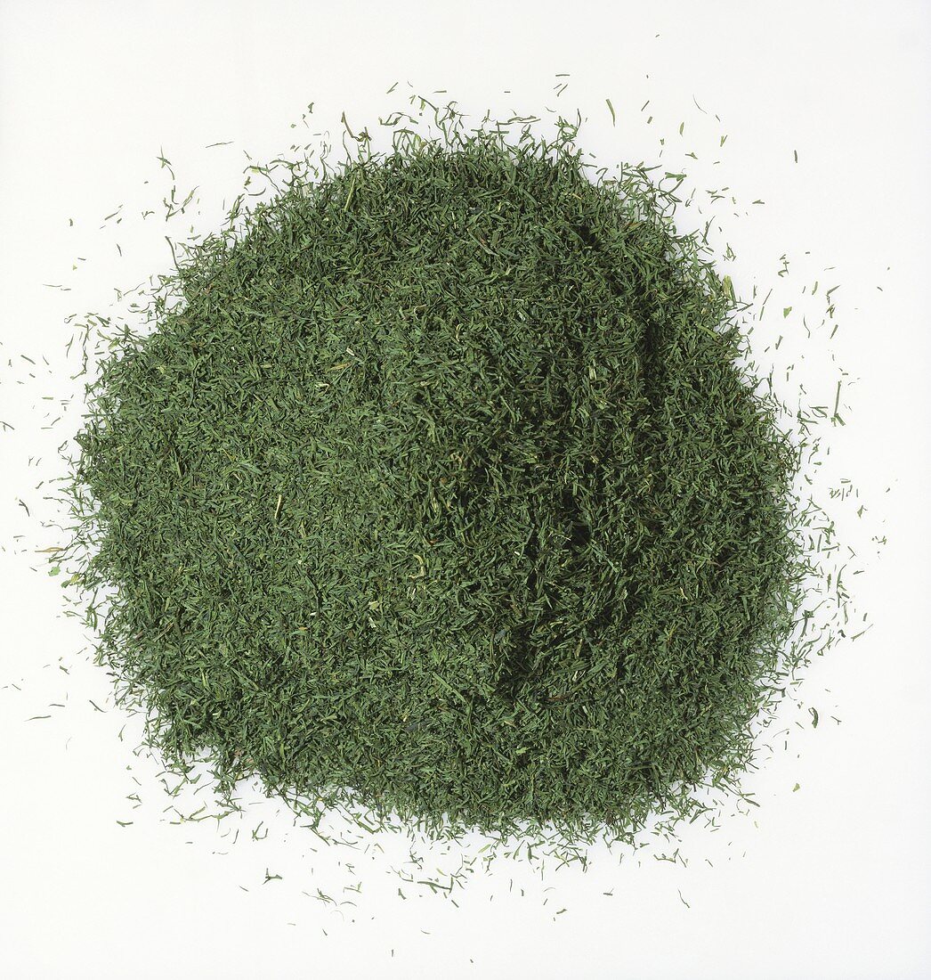 Pile of Dried Dill on a White Background