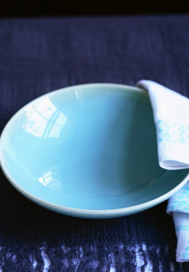 A Blue Bowl with Napkin
