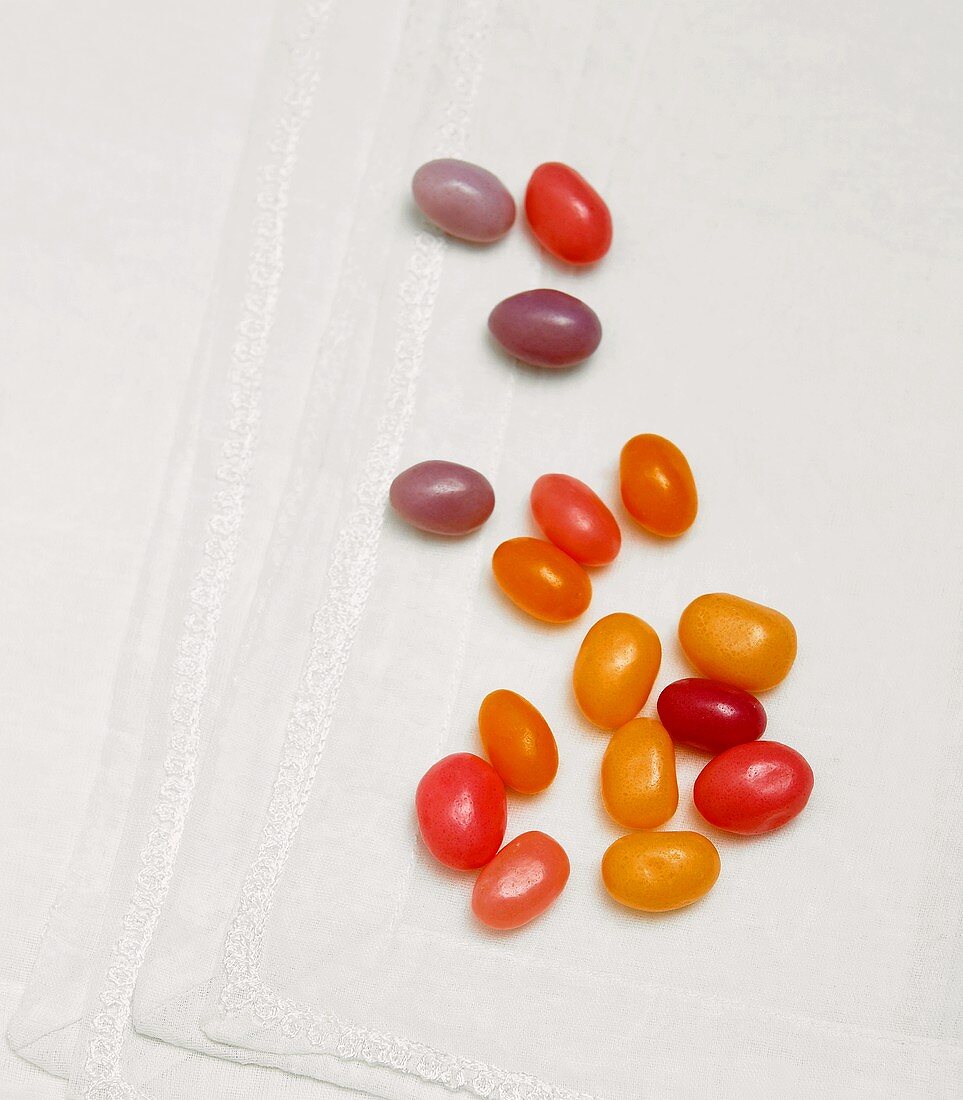 Assorted Jellybeans on White Background