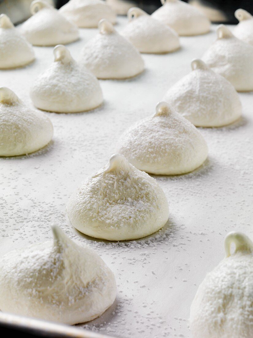 Meringue on a Baking Sheet with Parchment Paper