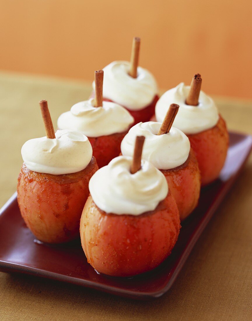 Baked Apples with Meringue and Cinnamon Sticks