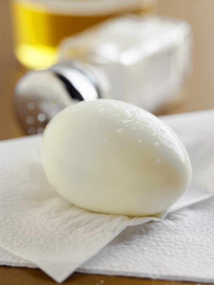 A Hard Boiled Egg with Salt Shaker