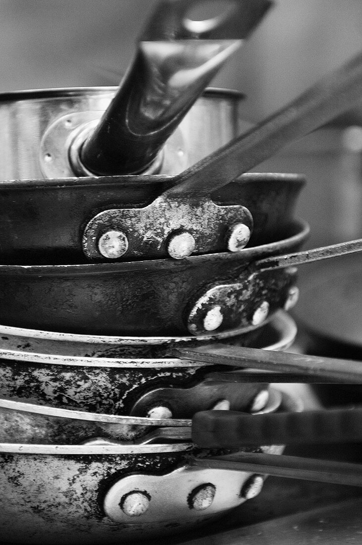A Stack of Saute Pans