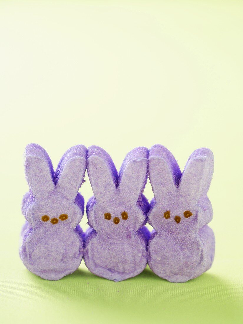 Three Purple Marshmallow Bunnies