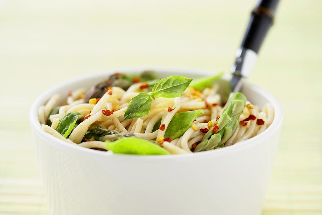 Spicy Vegetarian Pasta in a Bowl