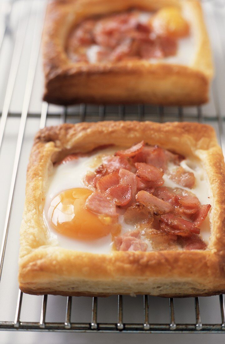 Bacon and Egg Tarts on a Cooling Rack