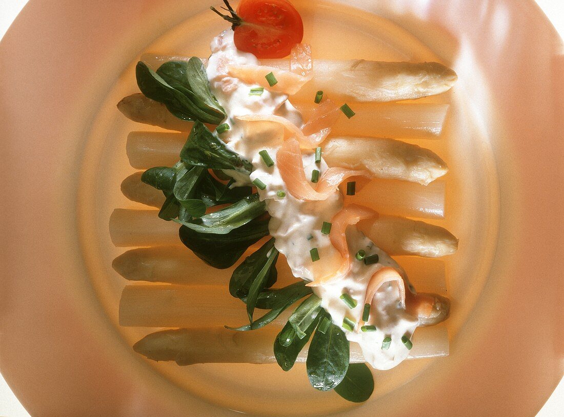 White Asparagus with Smoked Salmon Sauce