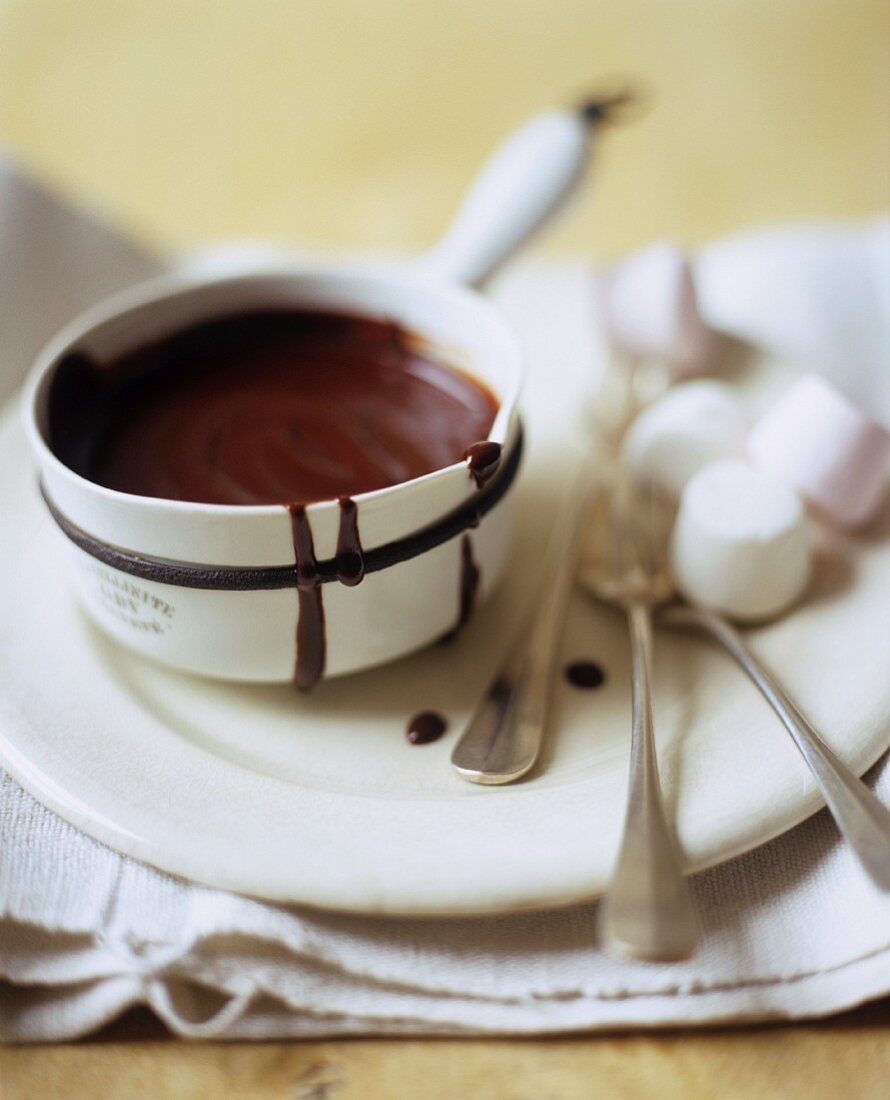 Chocolate sauce with marshmallows