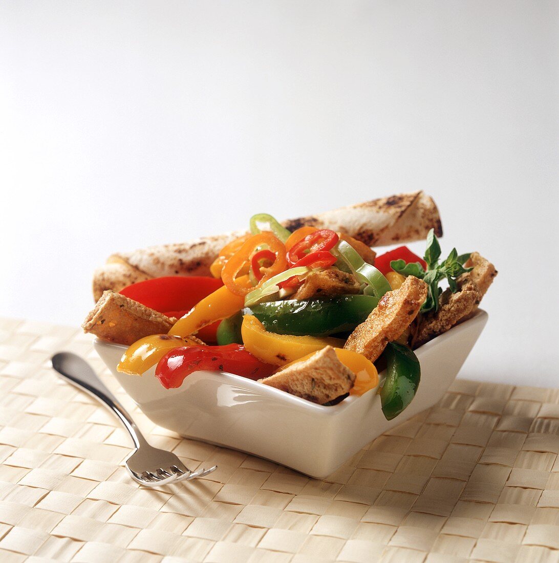 Assorted Sauteed Peppers with Bread Sticks
