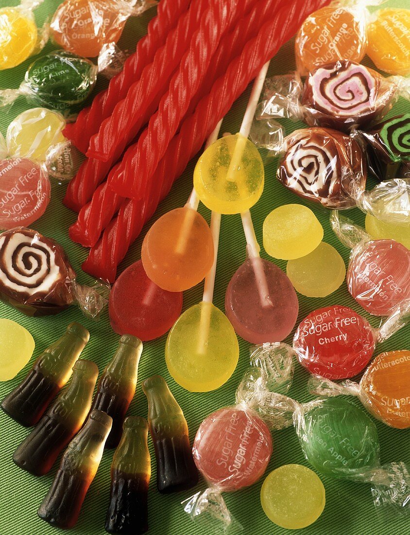 Assorted Candies: Licorice, Lollipops, Caramel Swirls, Gummy Root Beer and Sugar Free Hard Candies