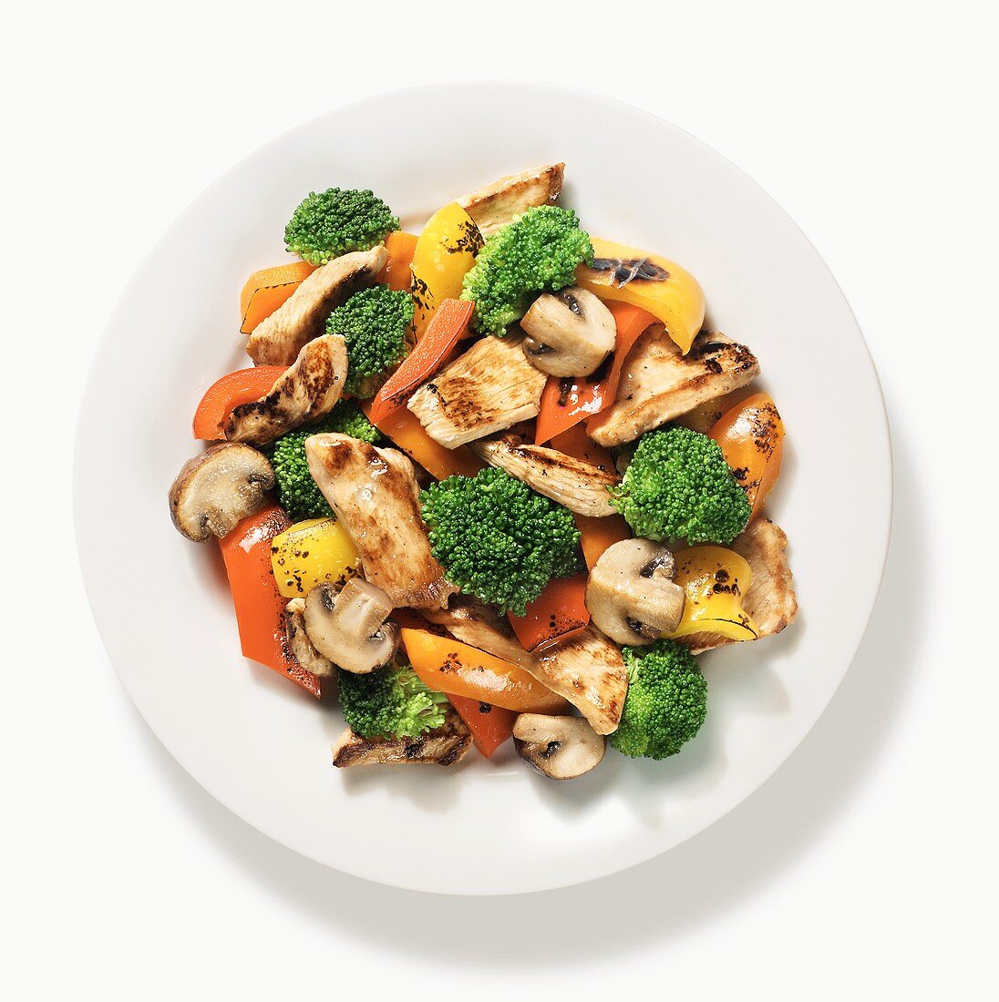 Chicken Stir Fry with Broccoli, Bell Peppers and Mushrooms