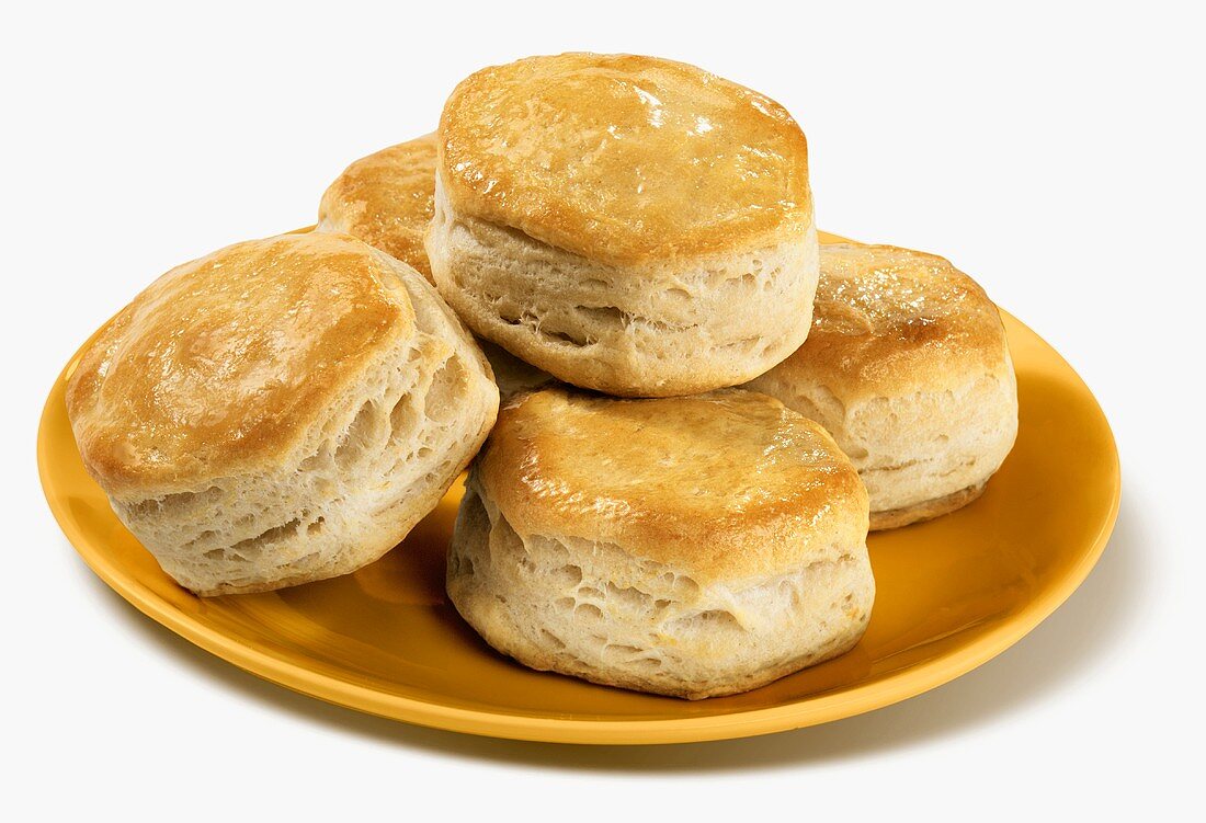 Buttermilk Biscuits on a Yellow Plate