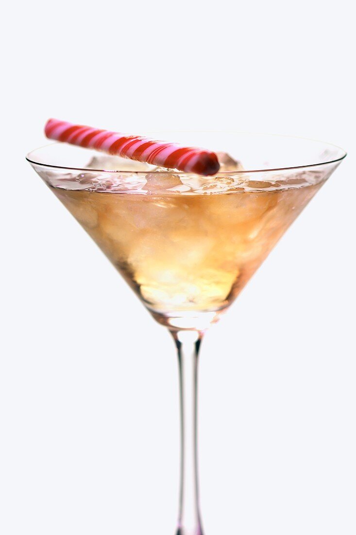 A Whisky Martini with a Peppermint Stick