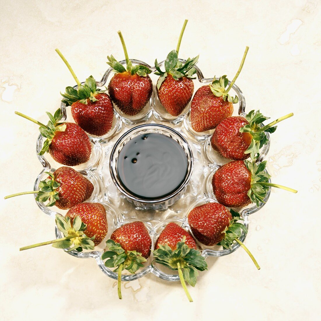 Fresh strawberries with chocolate dip