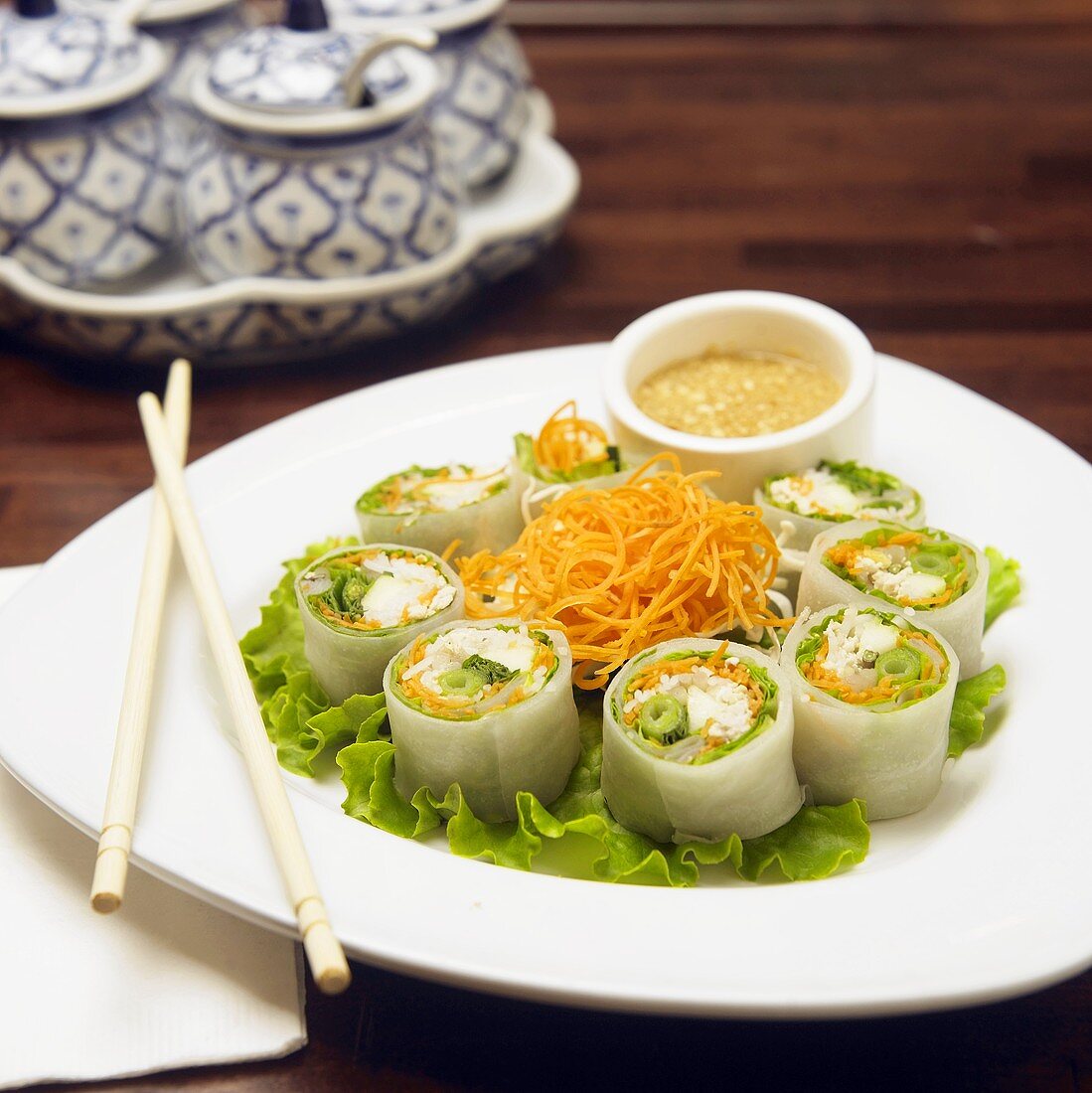 Thai Spring Rolls with Peanut Dipping Sauce