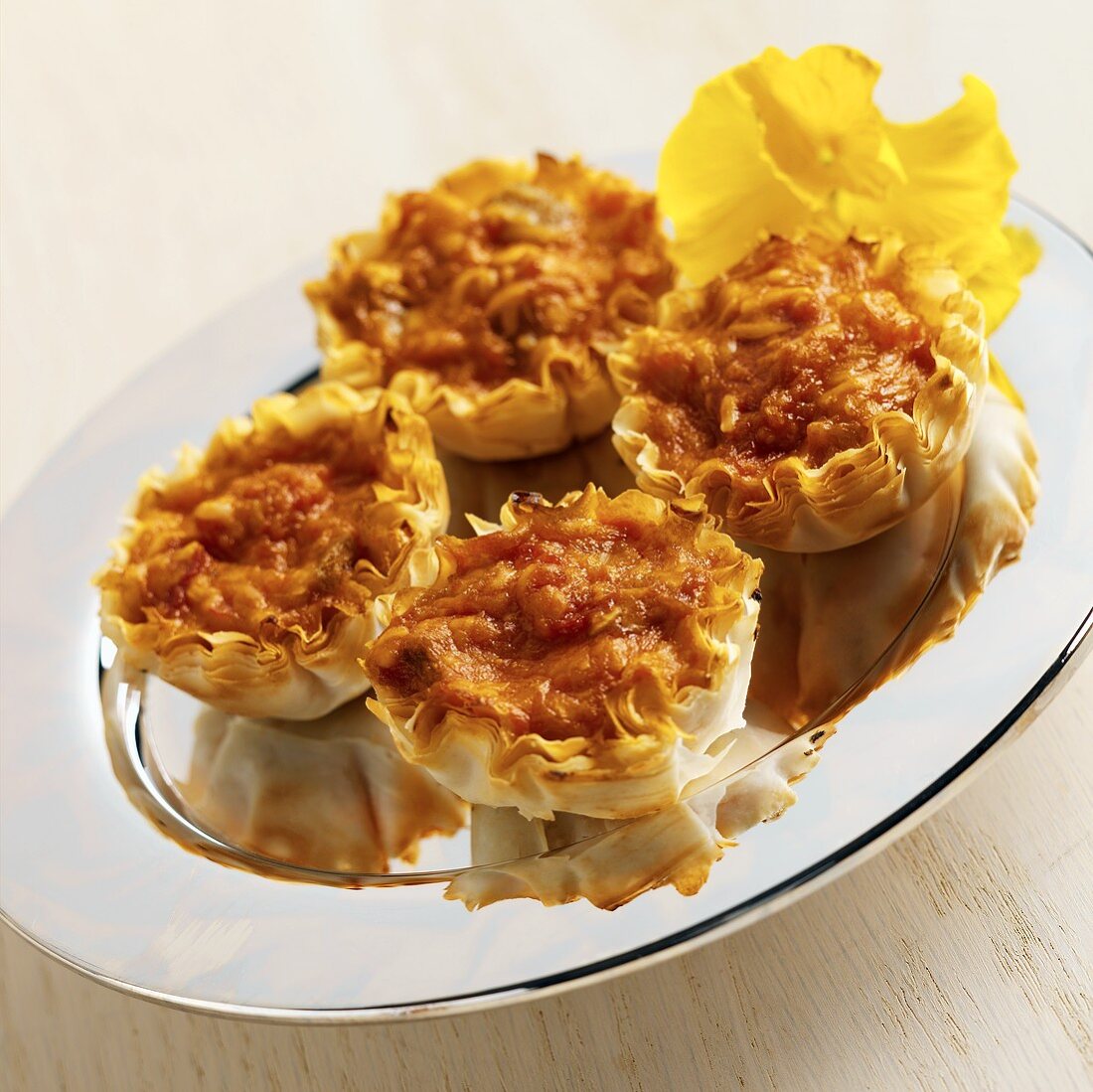 Phyllo Cups Filled with Cream Cheese, Salsa and Cheese