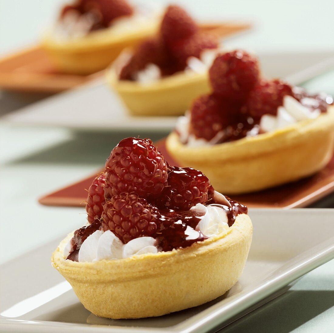Raspberries and Whipped Cream in a Pastry Shell