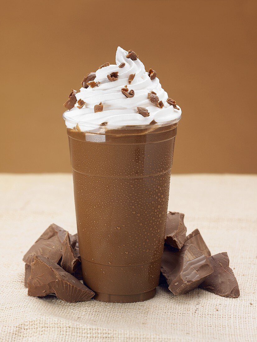 A Chocolate Coffee Smoothie with Whipped Cream