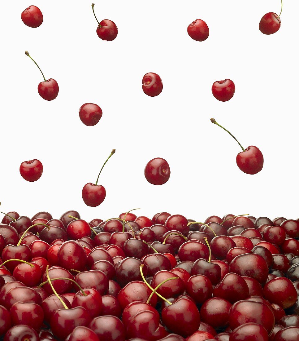 Cherries Falling into a Pile of Cherries