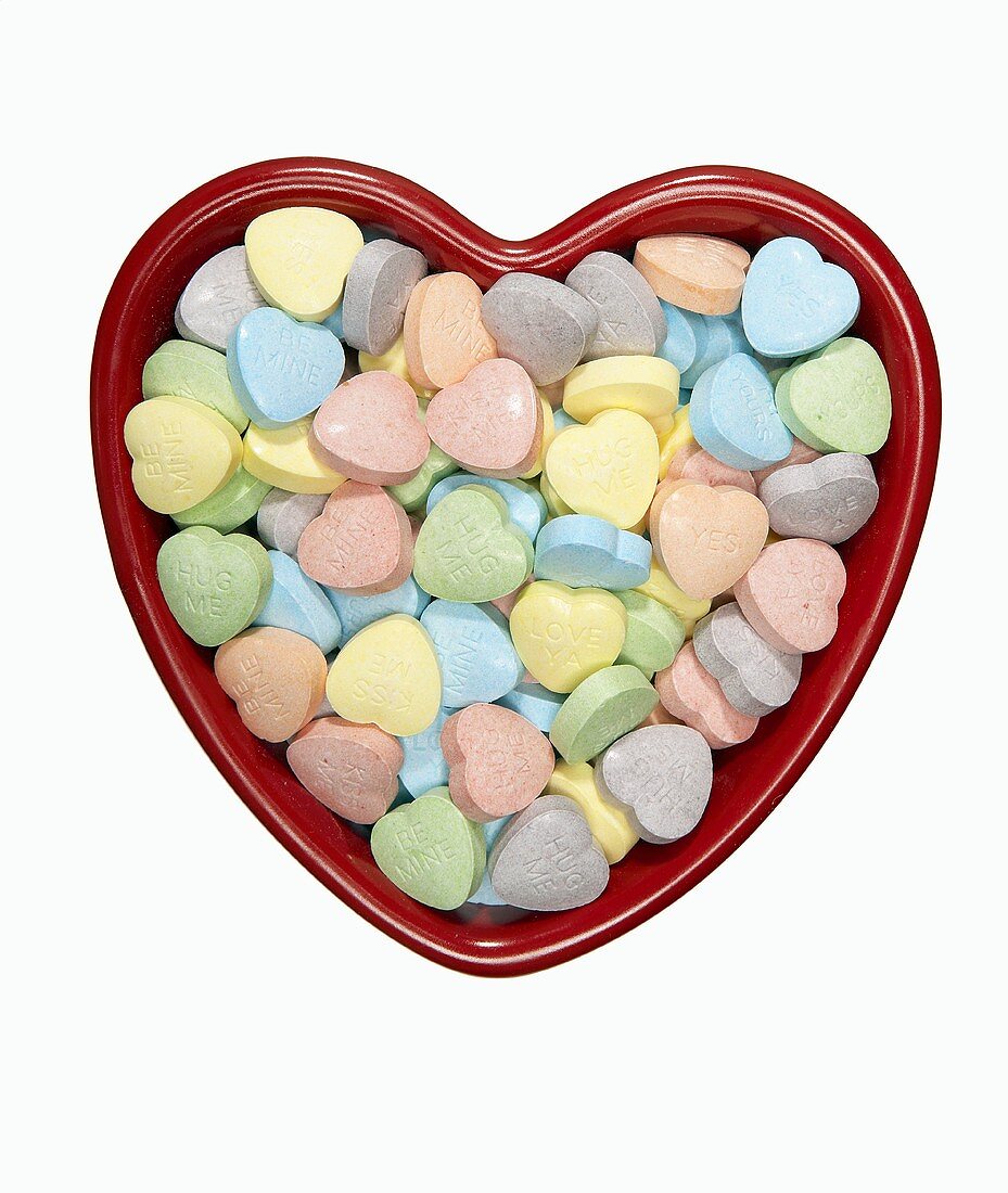 Heart Candies in a Heart Shaped Bowl