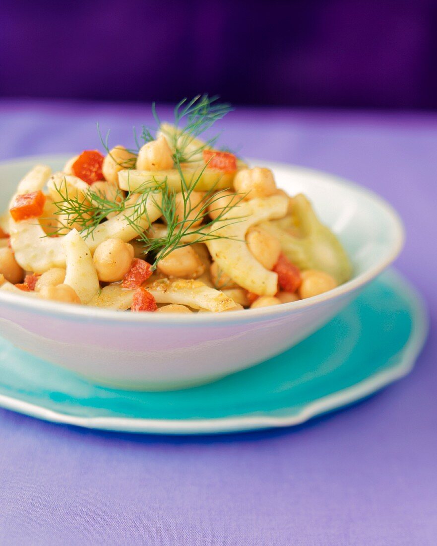 Garbanzo Bean and Fennel Salad with Dill Sprigs