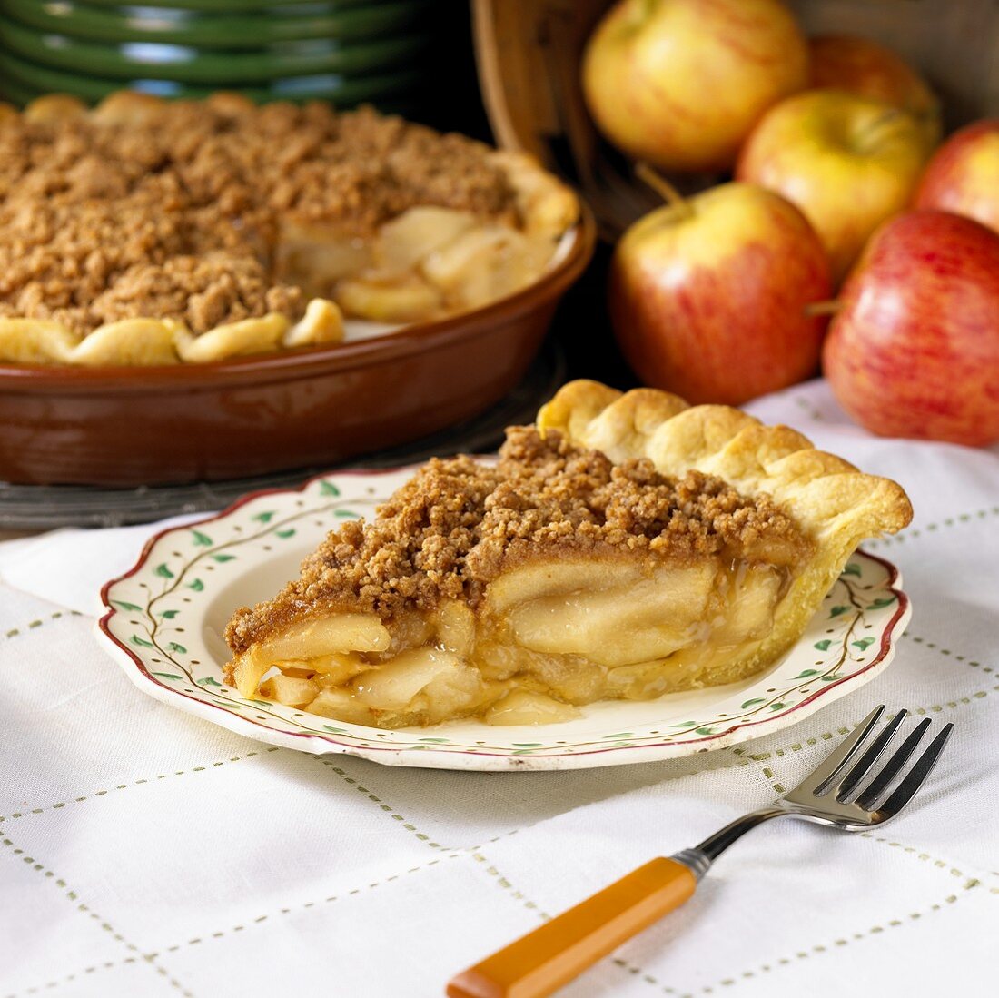 A Slice of Apple Pie with Peanut Crumb Topping