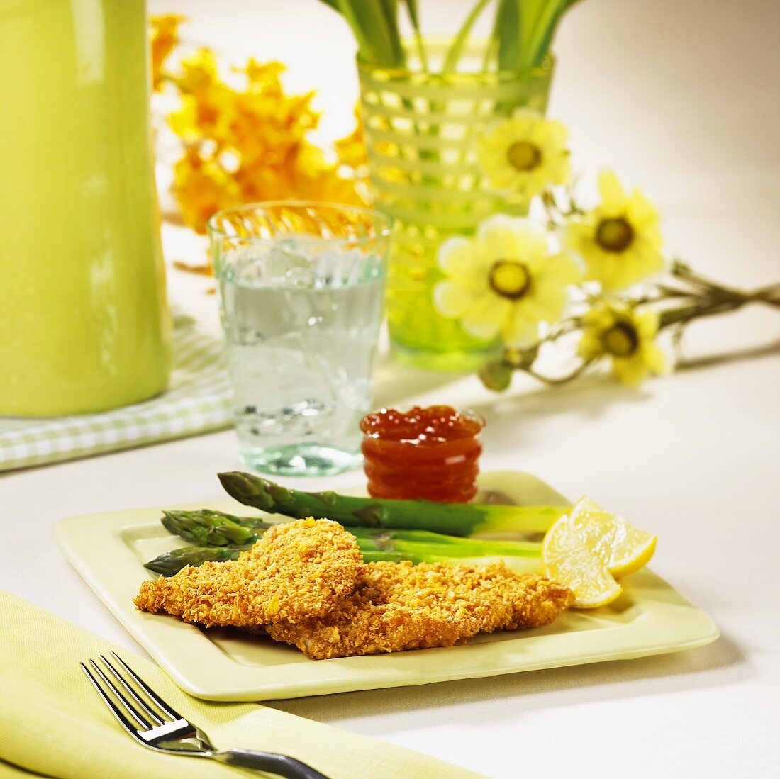 Fried Sole with Asparagus and an Apricot Lemon Sauce