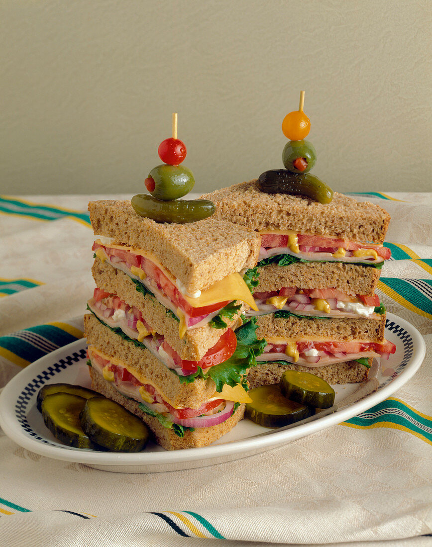 A Four Layer Turkey Club Sandwich