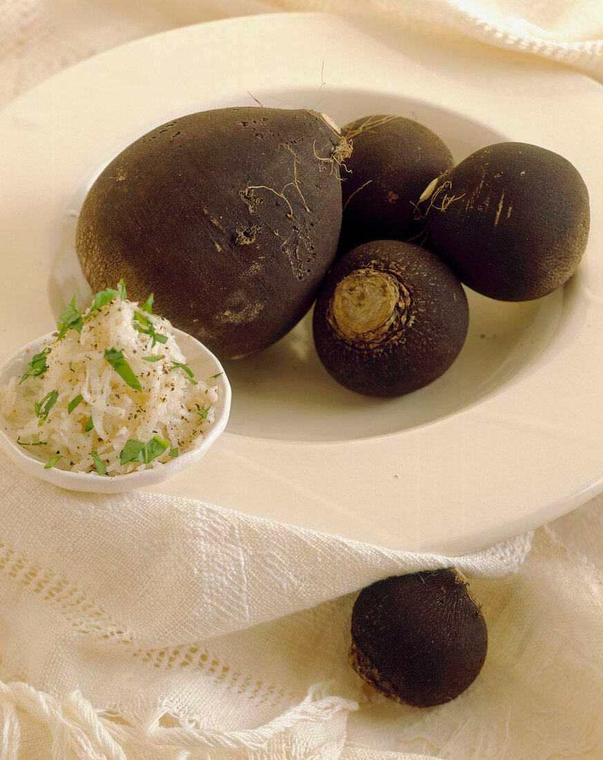 Black Radish, Whole and Shredded