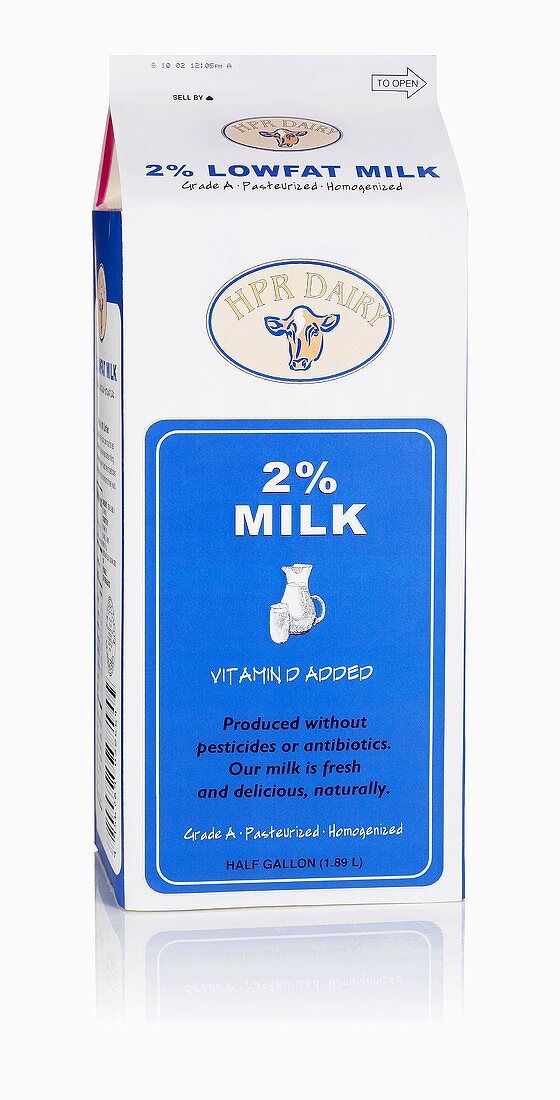 Low-fat milk (2%) in Tetra Pak carton (USA)