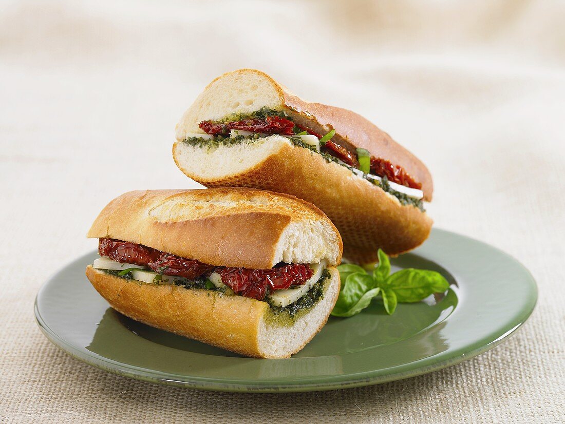 A Tomato, Basil and Mozzarella Sandwich