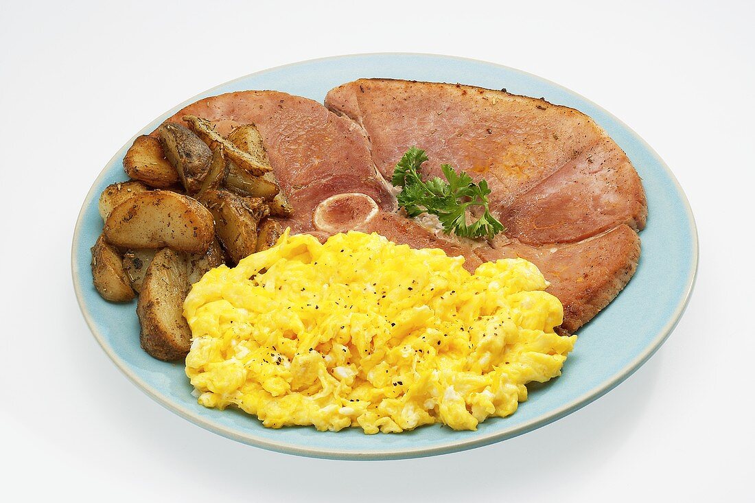 Scrambled Eggs with Ham and Homefries