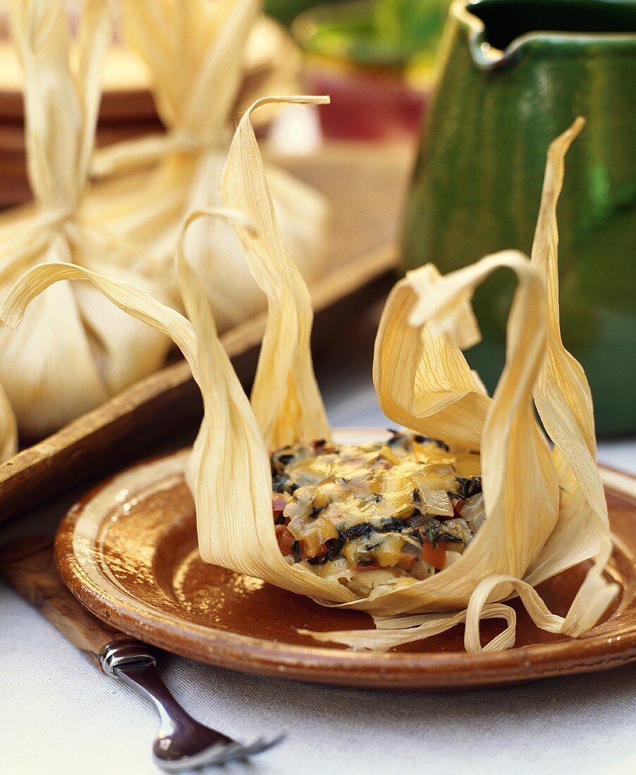 A Tamale Opened with Fork